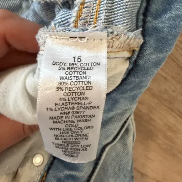 Arizona Highest Rise Curvy Skater Jean Sz 15 Light Wash Blue Distressed Wide Leg - Picture 5 of 12